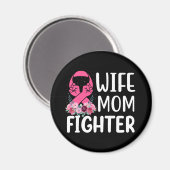Roze Ribbon Mam Wife Fighter Warrior Breast Cancer Magneet (Voorkant / Achterkant)