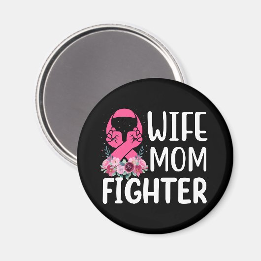 Roze Ribbon Mam Wife Fighter Warrior Breast Cancer Magneet (Voorkant / Achterkant)