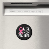 Roze Ribbon Mam Wife Fighter Warrior Breast Cancer Magneet (Insitu (Vaatwasser))