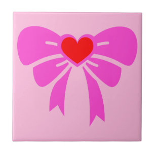 Roze Ribbon Preppy y2k Trendy Minimalistische Coqu Tegeltje