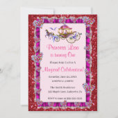 Roze Ribbon Red Glitter Royal Princess Birthday Kaart (Voorkant)