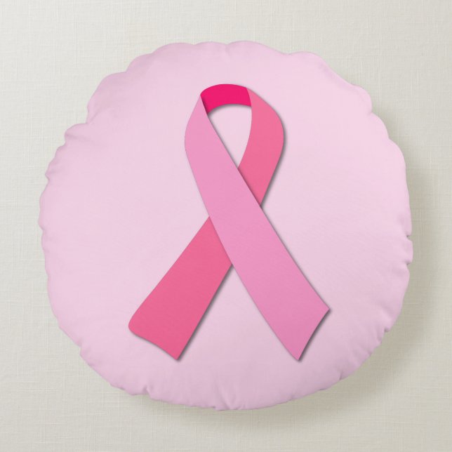 Roze Ribbon Round Pillow Rond Kussen (Voorkant)