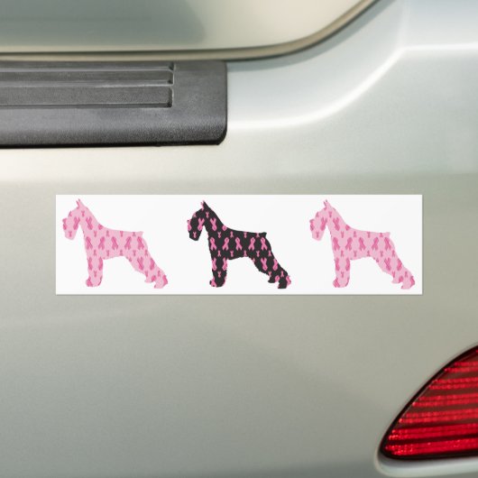 Roze Ribbon Schnauzer Bumpersticker (Op auto)