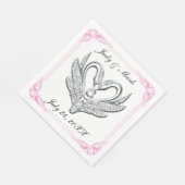 Roze ribbon Silver Swans Paper Napkins Servet (Hoek)