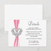 Roze ribbon Silver Swans Weddenschap Details Informatiekaartje (Voorkant / Achterkant)