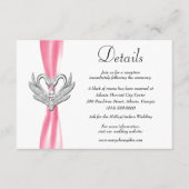 Roze ribbon Silver Swans Weddenschap Details Informatiekaartje (Voorkant)