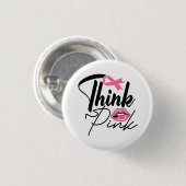 Roze Ribbon Survivor Breast Cancer Fighter Button (Voorkant /achterkant)