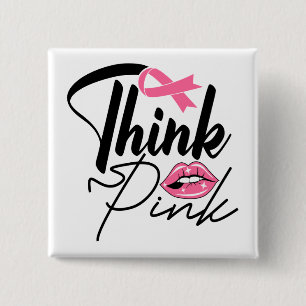Roze ribbon Survivor Breast Cancer Fighter Vierkante Button 5,1 Cm
