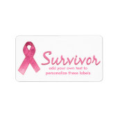Roze Ribbon Survivor Etiket (Voorkant)