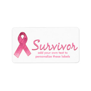 Roze Ribbon Survivor Etiket