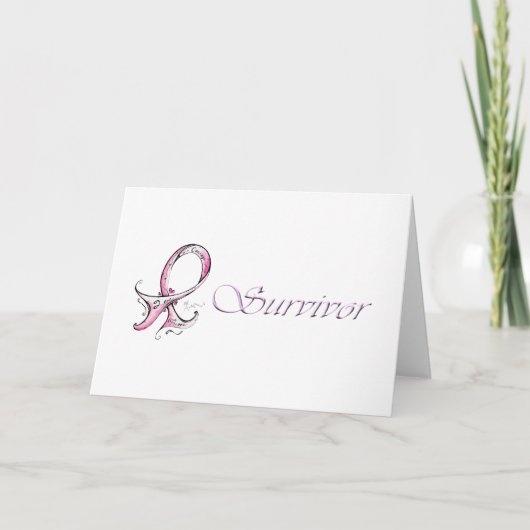Roze Ribbon Survivor Kaart (Voorkant)