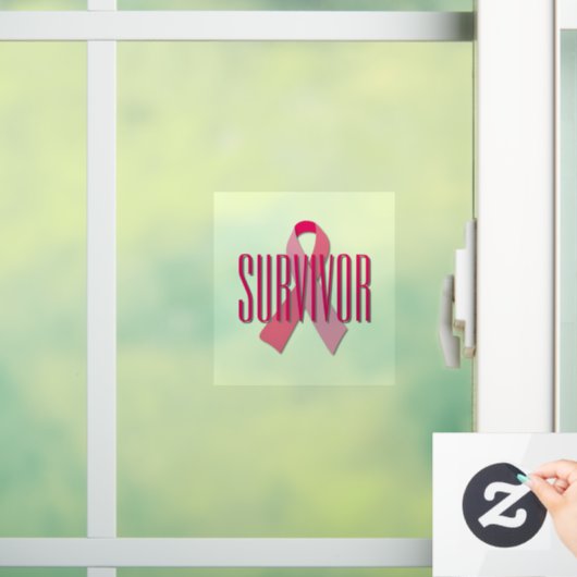 Roze Ribbon Survivor Raamsticker (Huis)
