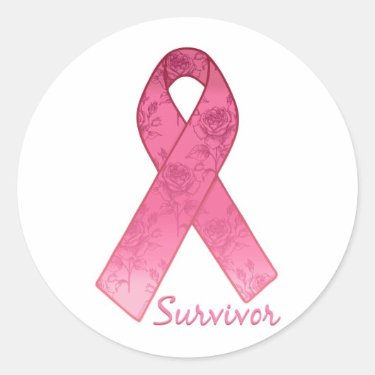 Roze Ribbon Survivor Ronde Sticker (Voorkant)