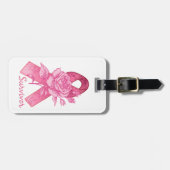 Roze Ribbon Survivor Roos Bagagelabel (Voorkant horizontaal)