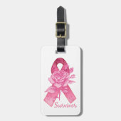 Roze Ribbon Survivor Roos Bagagelabel (Voorkant verticaal)
