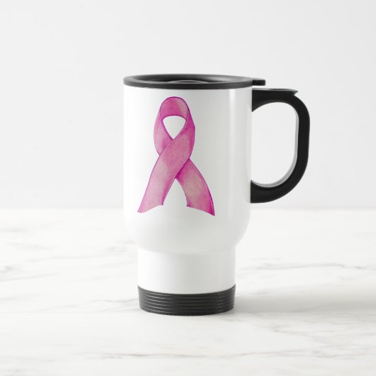 Roze ribbon Travel Mug Reisbeker (Rechts)