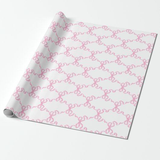 Roze Ribbon Trellis Cadeaupapier (Uitgerold)