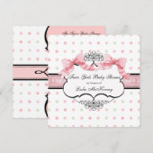 Roze Ribbon Twin Meisjes Franse Bow Dot Swirl Kaart (Voorkant / Achterkant)