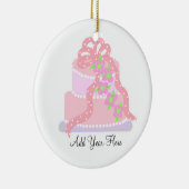 Roze ribbon Wedding Cake Keramisch Ornament (Rechts)