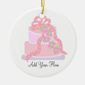 Roze ribbon Wedding Cake Keramisch Ornament (Voorkant)