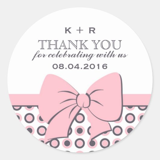 Roze ribbons en bows Polka Dots Wedding Stickers (Voorkant)