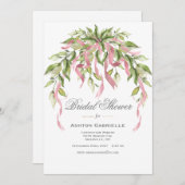 Roze ribbons Greenery Elegant Vrijgezellenfeest Kaart (Voorkant / Achterkant)