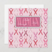 Roze Ribbons Invitation Square Kaart (Voorkant / Achterkant)