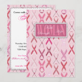 Roze Ribbons Uitnodiging (Voorkant / Achterkant)