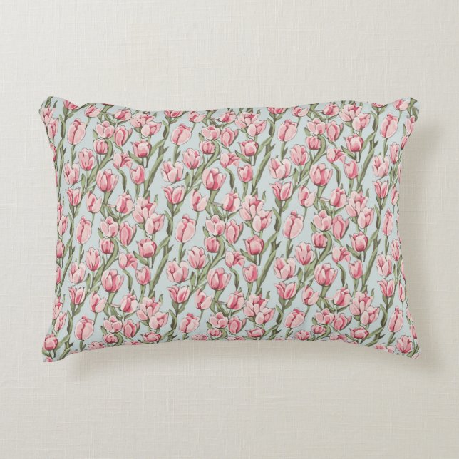 Roze Rij Sereniteit Accent Kussen (Voorkant)