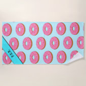 Roze ring Donut Motif - voeg Jouw naam/Initialen t Strandlaken (Voorkant)