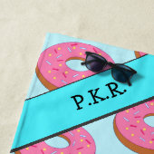 Roze ring Donut Motif - voeg Jouw naam/Initialen t Strandlaken (In situ)