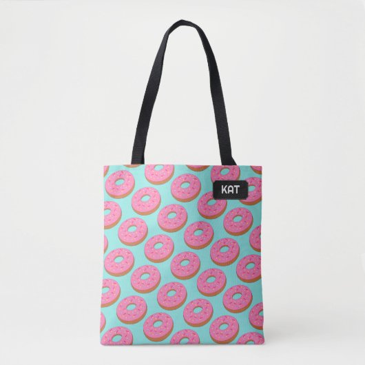 Roze Ring Donut Toon stijl - jouw naam / initialen Tote Bag (Voorkant)