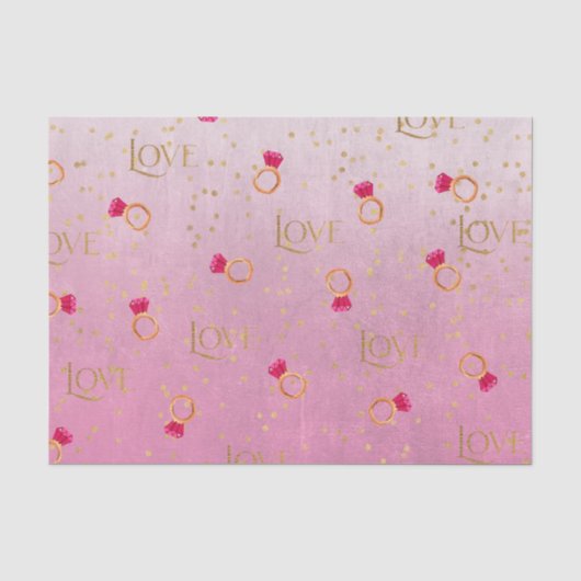 Roze Ring & Liefde (Design 70 Roze Serie) Tissuepapier (Voorkant)