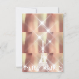 Roze Rise Eiffeltoren Paris Sparkly Stars Koper Kaart