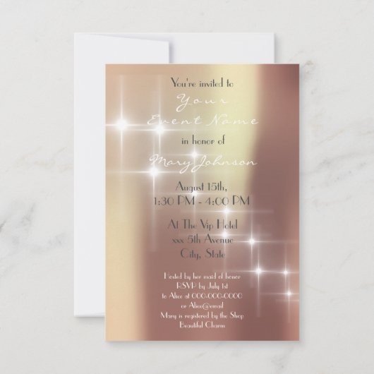 Roze Rise Eiffeltoren Paris Sparkly Stars Koper Kaart (Achterkant)