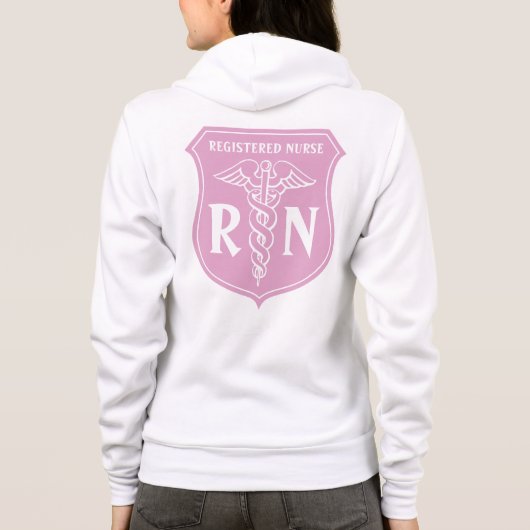 Roze RN verpleger met het caduceus-symbool Hoodie (Achterkant)