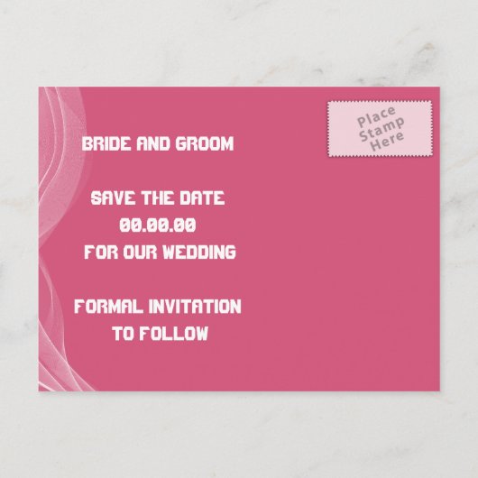 Roze road biker bruiloft Save the Date briefkaart (Achterkant)