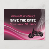 Roze road biker bruiloft Save the Date briefkaart (Voorkant)