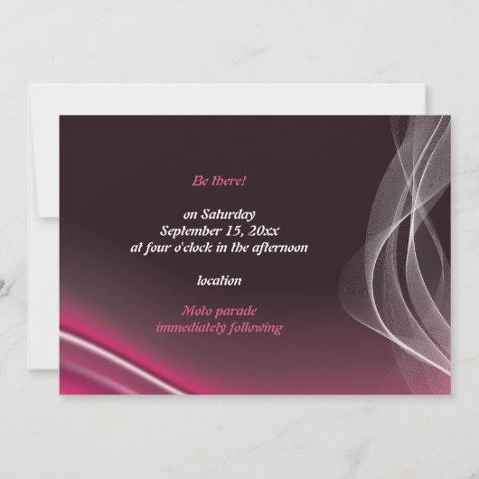 Roze road biker bruiloft uitnodiging (Achterkant)