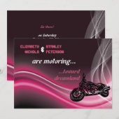 Roze road biker bruiloft uitnodiging (Voorkant / Achterkant)