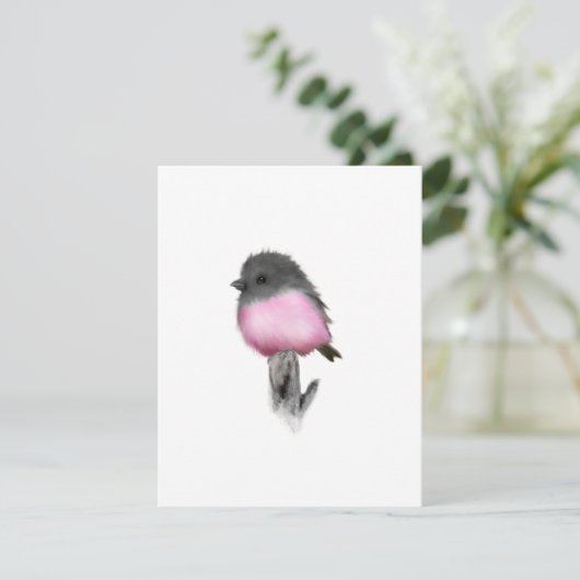 Roze Robin Bird Bedankt voor je briefkaarten (Staand voorkant)