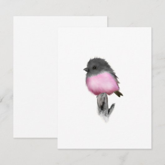 Roze Robin Bird Bedankt voor je briefkaarten (Voorkant / Achterkant)