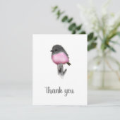 Roze Robin Bird Bedankt voor je briefkaarten (Staand voorkant)