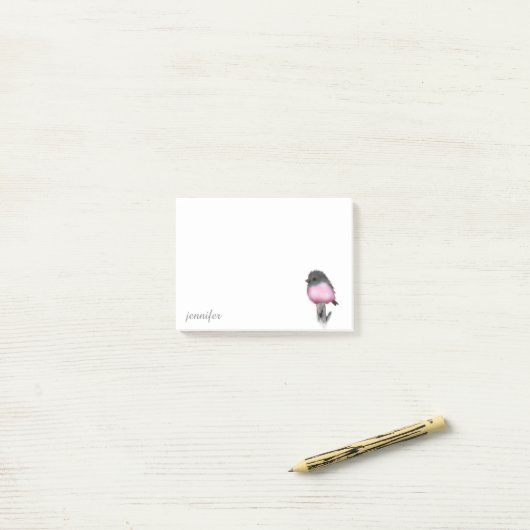 Roze Robin Bird Post-it® Note (Op bureau)