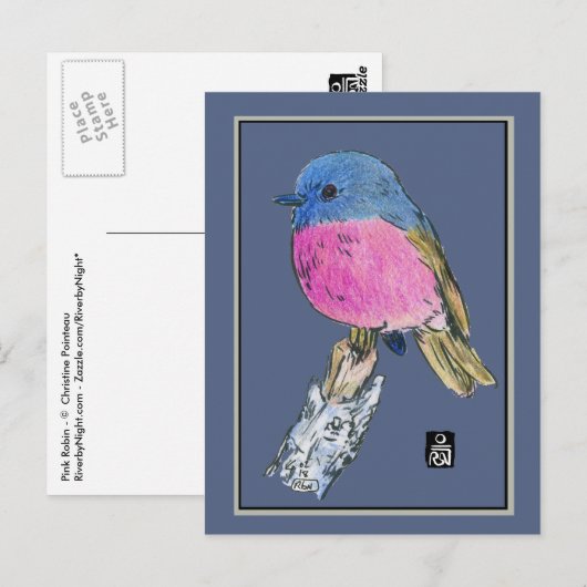 Roze Robin Colorful Small Bird Briefkaart (Voorkant / Achterkant)