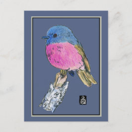 Roze Robin Colorful Small Bird Briefkaart