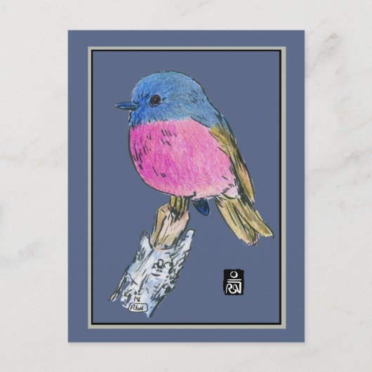 Roze Robin Colorful Small Bird Briefkaart (Voorkant)