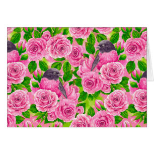 Roze Robin en rozen
