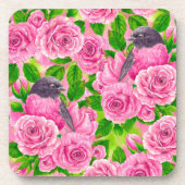 Roze Robin en rozen Bier Onderzetter (Voorkant)
