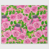 Roze Robin en rozen Cadeaupapier (Vlak)